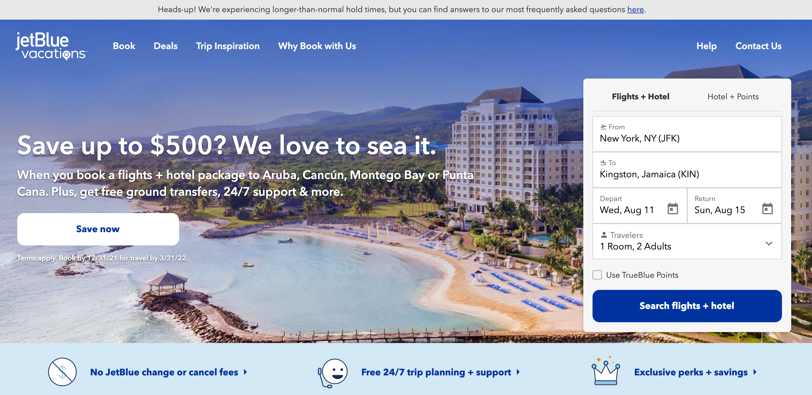 Jetbluevacations website.