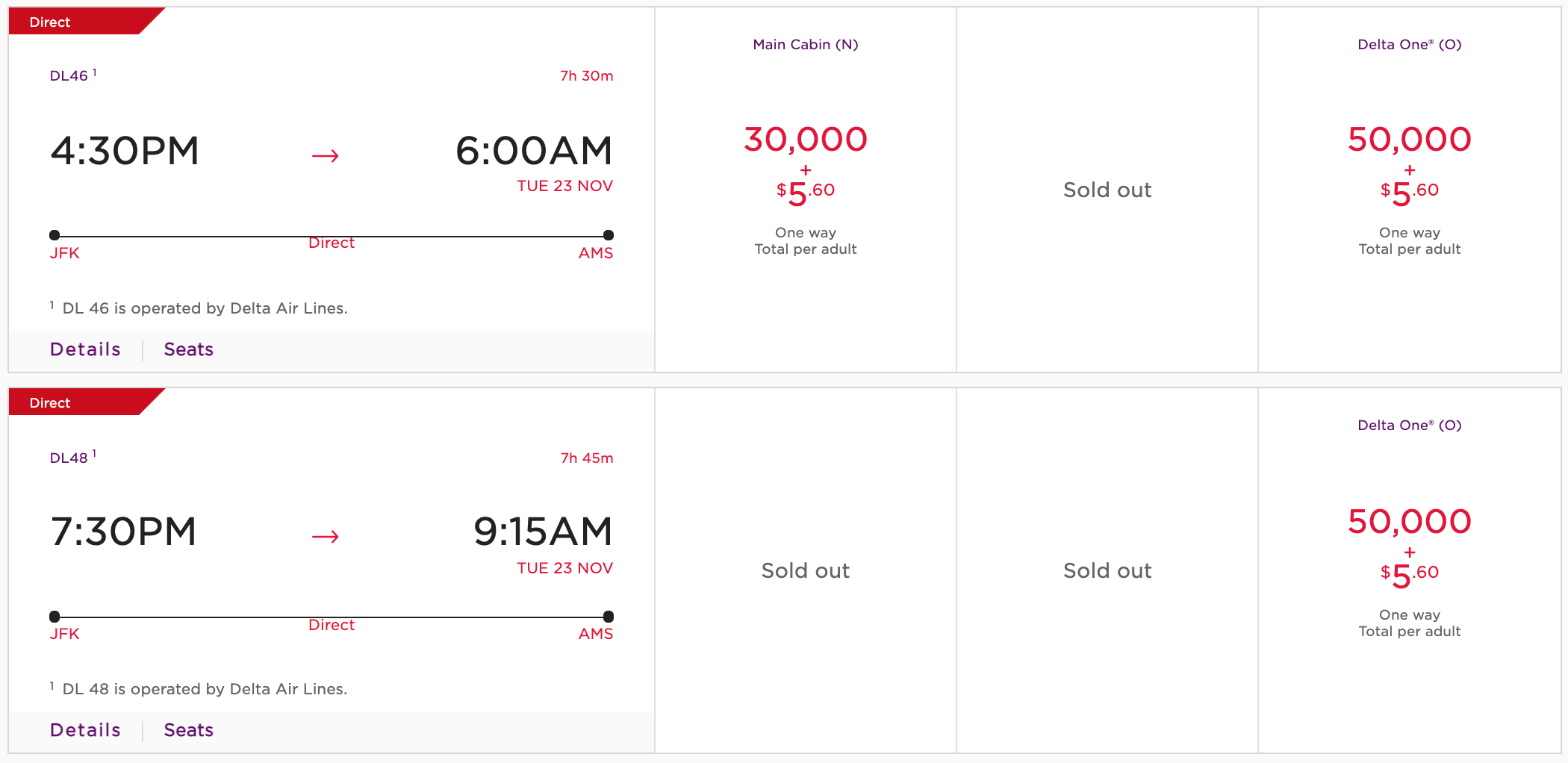 Virgin Atlantic award flights