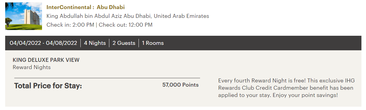 Booking an IHG award in Abu Dhabi