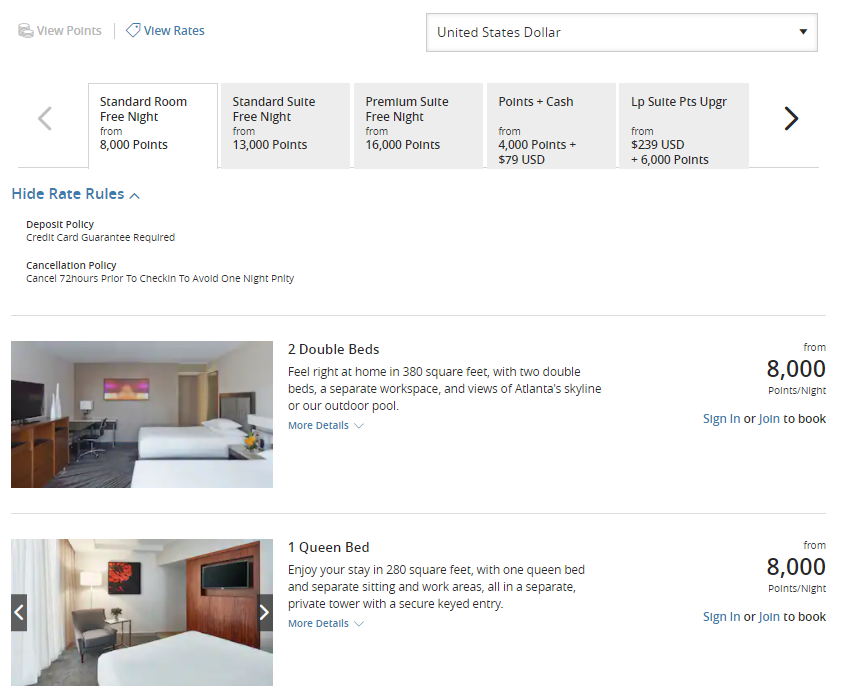 Booking a Hyatt award in Atlanta