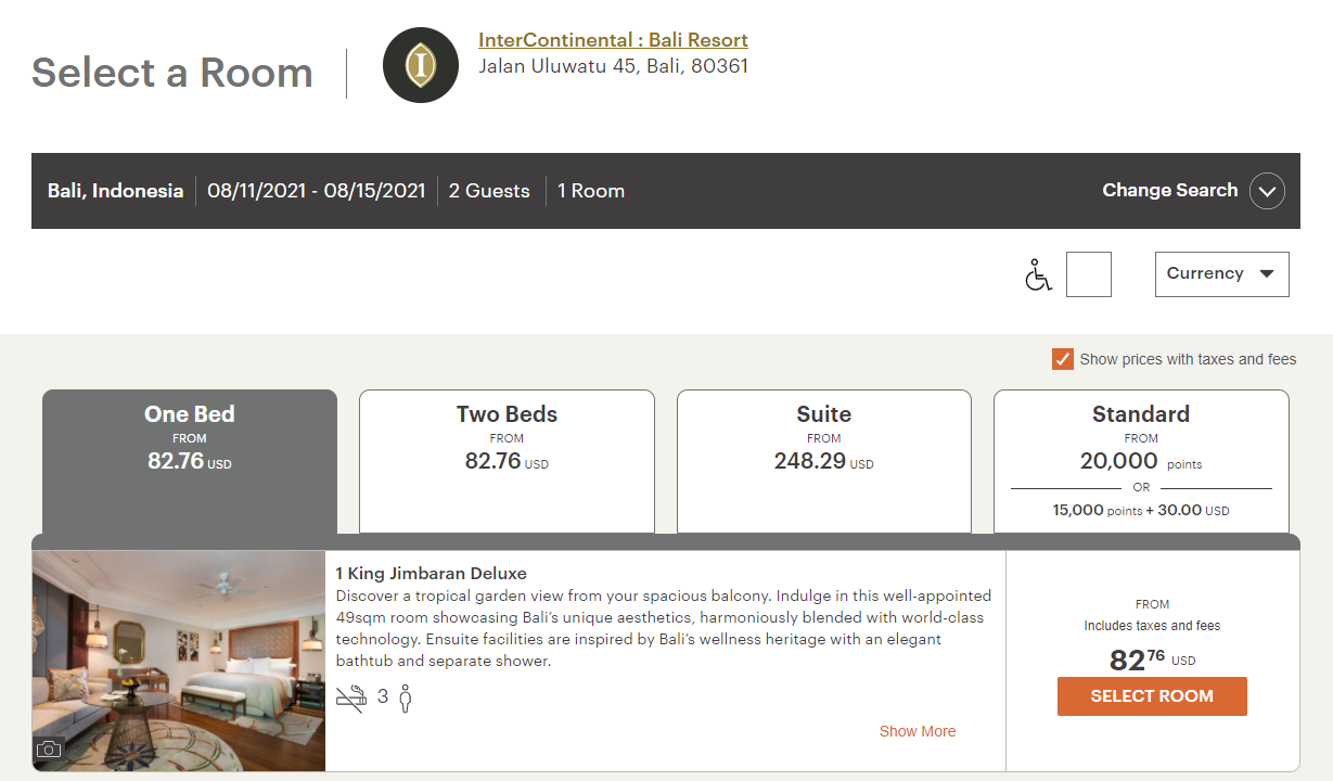 Booking an IHG award in Bali