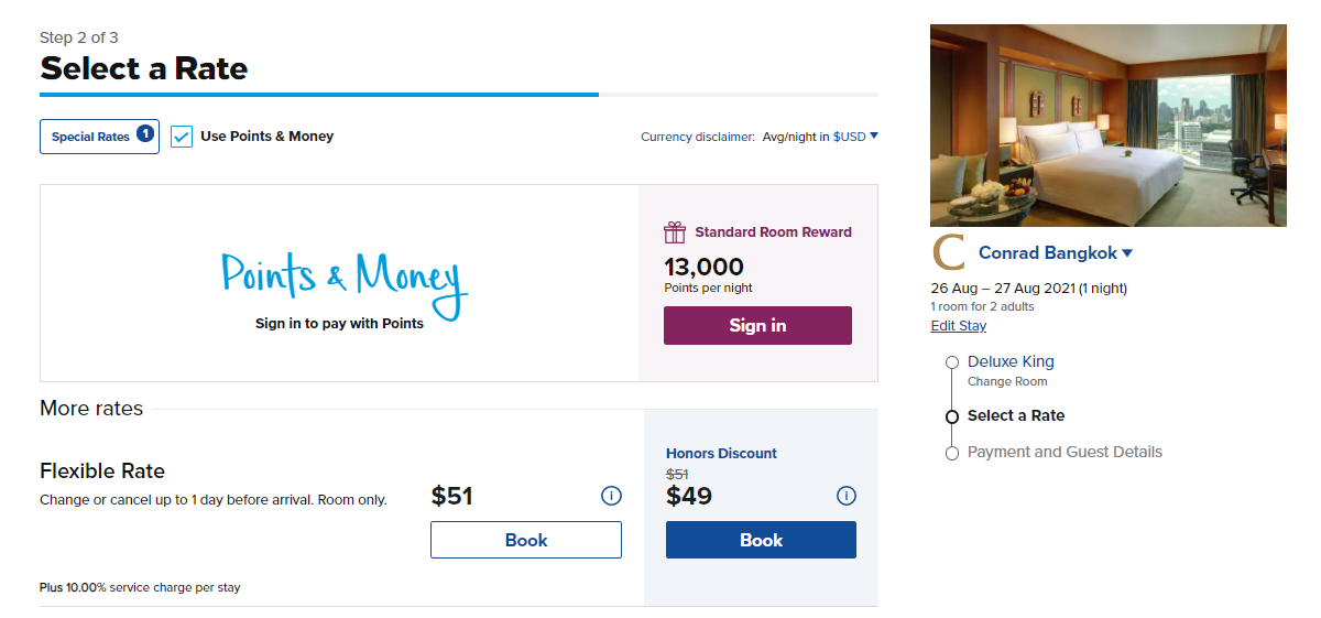 Booking a Hilton award in Bangkok