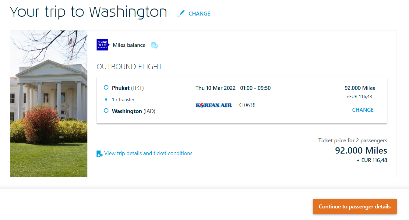 Booking a Flying Blue award through KLM