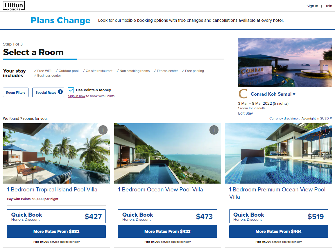 Booking Conrad Koh Samui with points