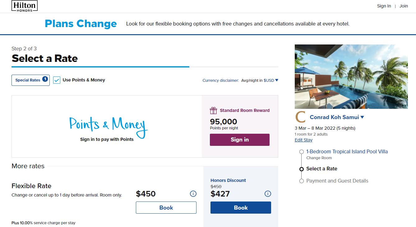 Booking Conrad Koh Samui with points