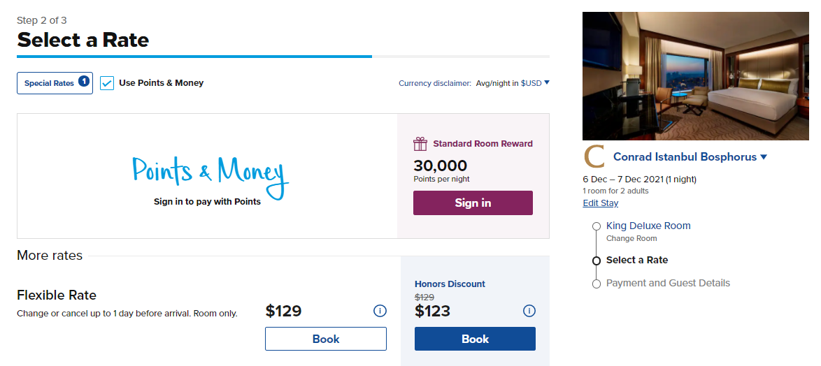 Booking a Hilton reward in Istanbul