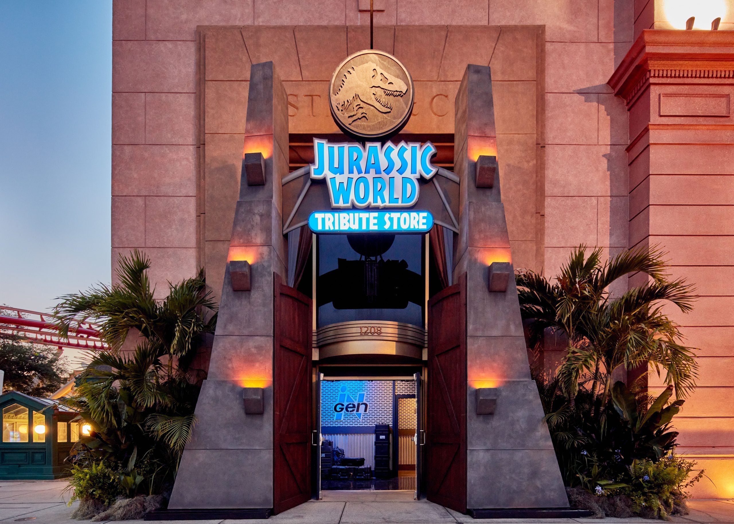 Exterior shot of the Jurassic World Velocicoaster tribute store