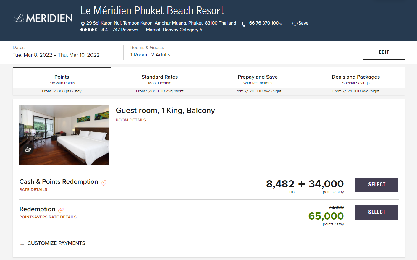Booking Marriott award nights in Phuket