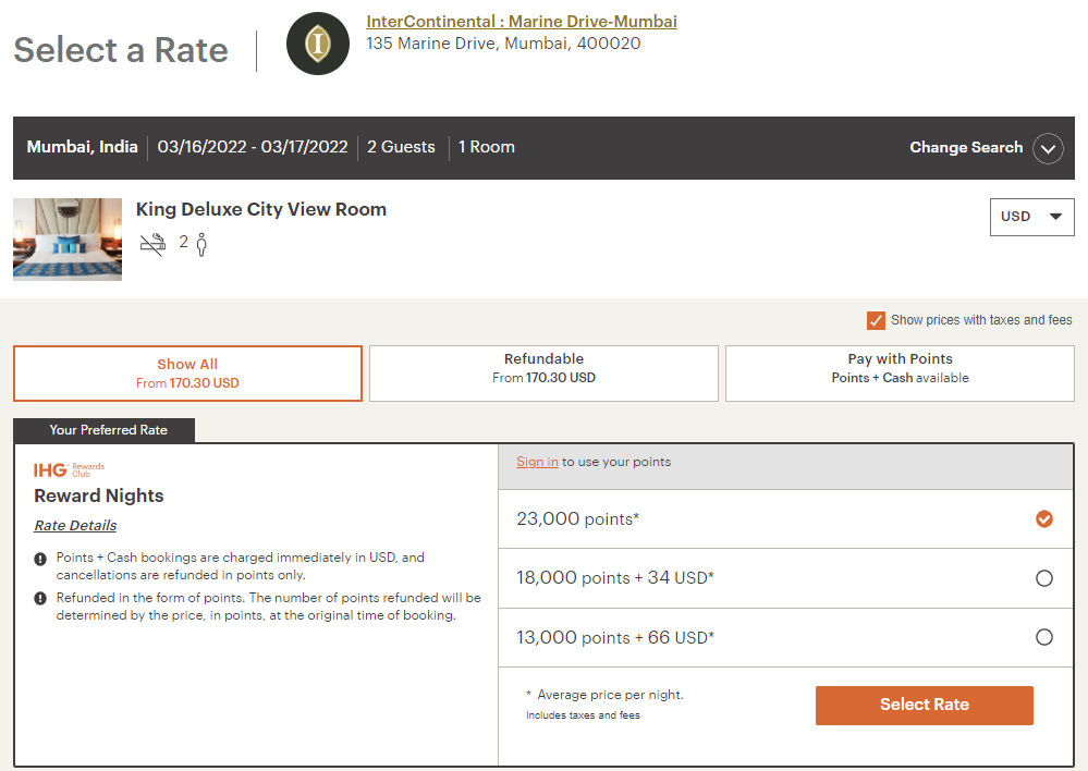 Booking an IHG reward in Mumbai