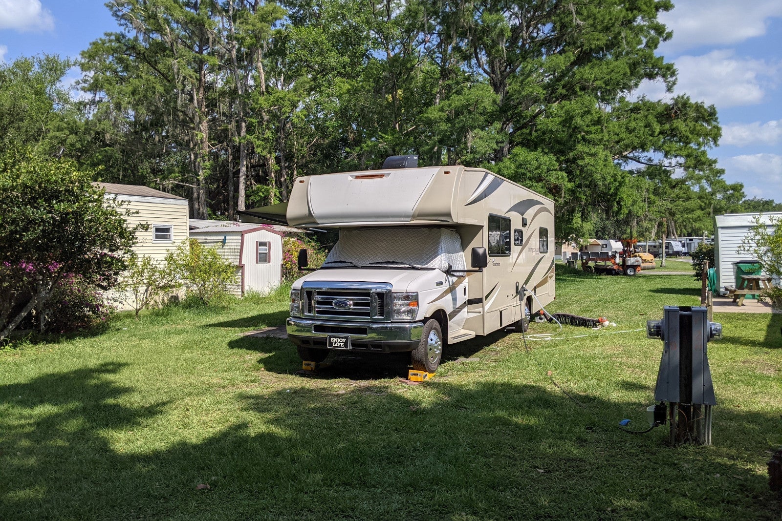 RV in a mobile home campground