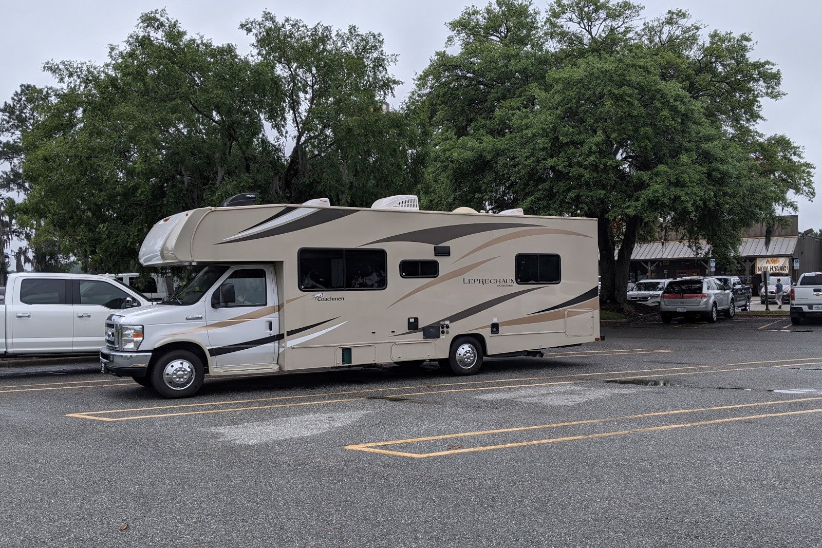 RV in a Cracker Barrel parking lot