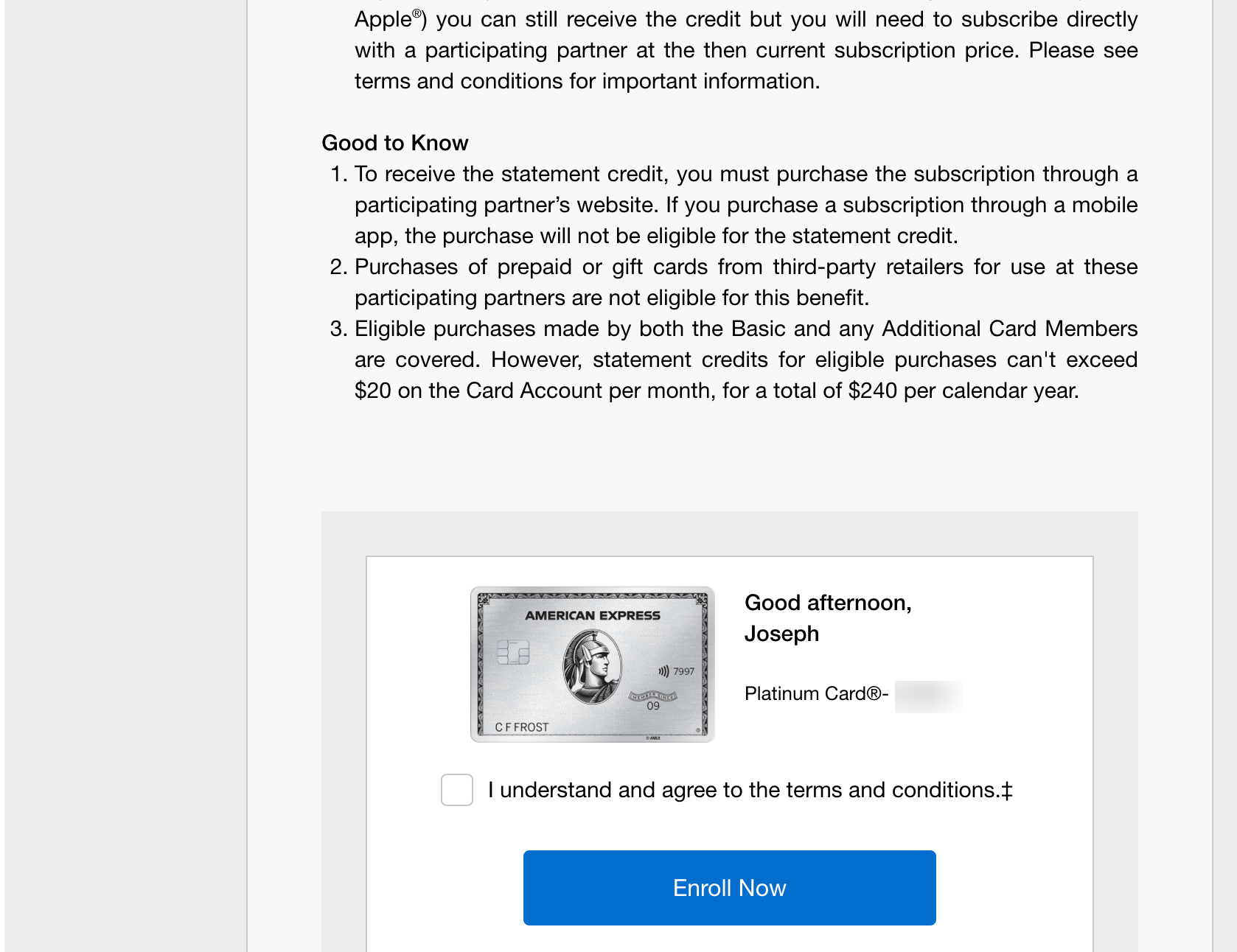 Amex entertainment benefit enrollment