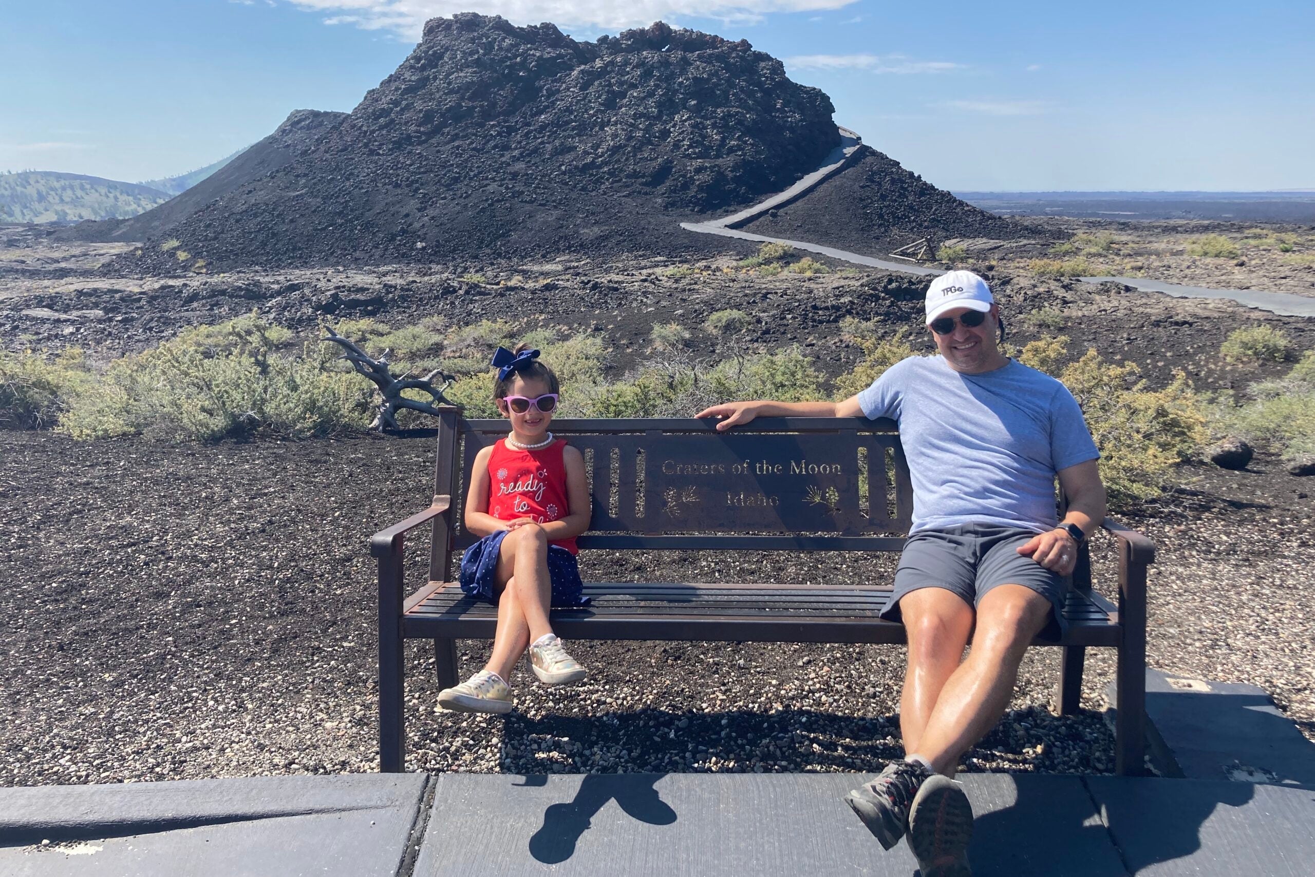 TPG editor Nick Ewen and his daughter at Craters of the Moon National Monument and Preserve
