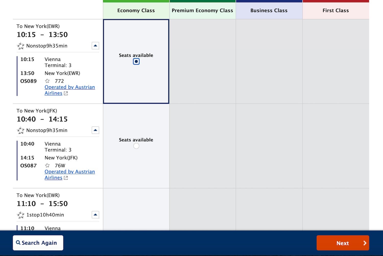 ANA economy award VIE-JFK