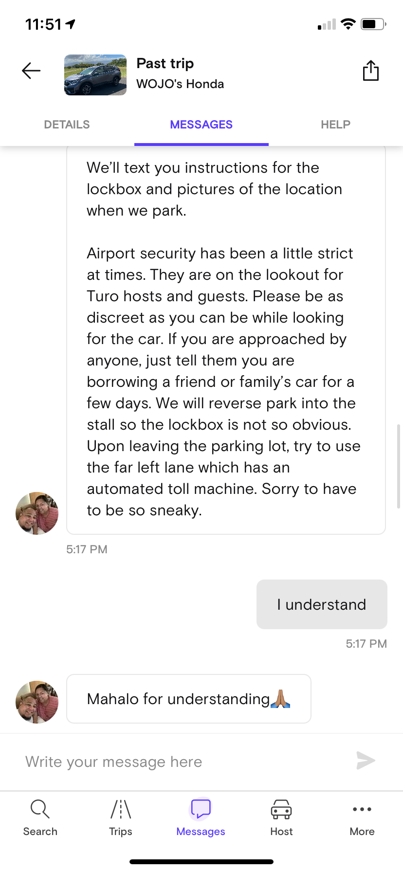 Turo airport warning. (Screenshot courtesy Turo)
