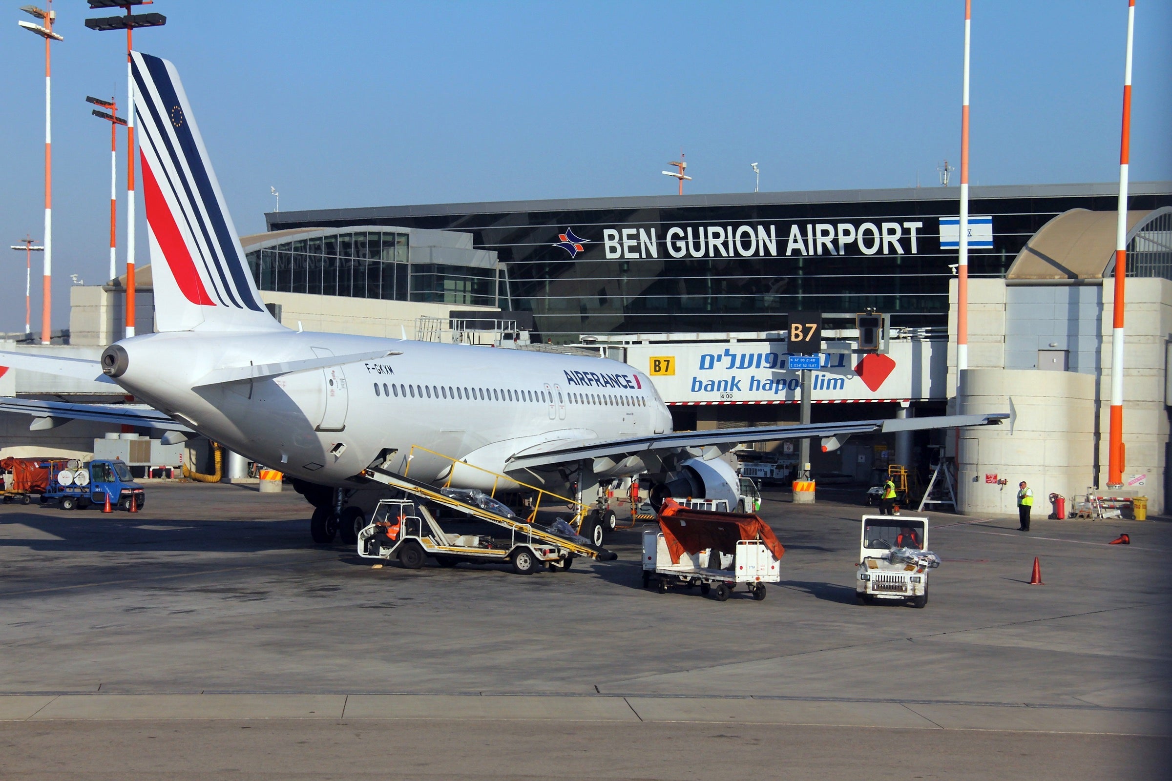 Air France jet at Tel Aviv airport in Israel