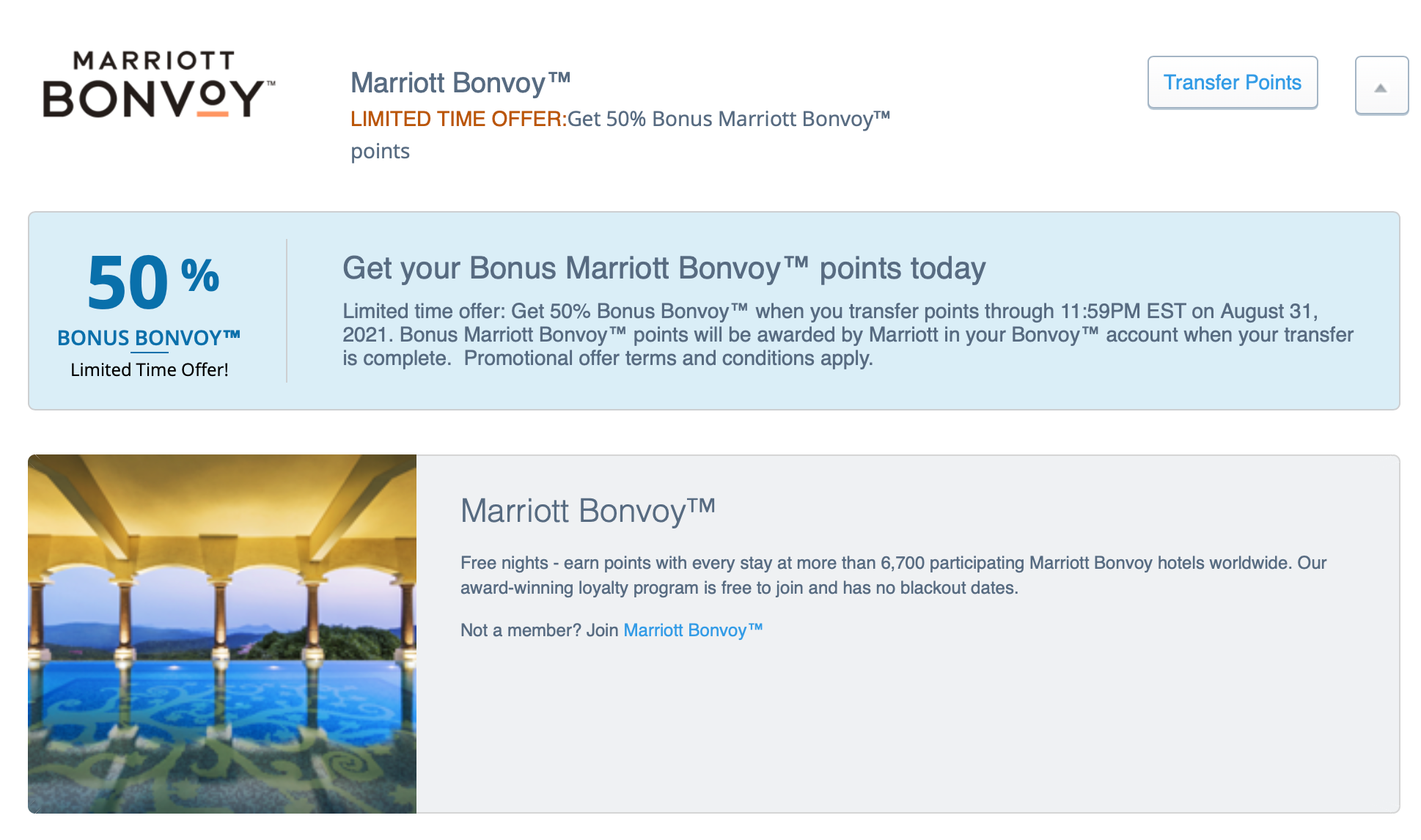 Chase transfer bonus to Marriott