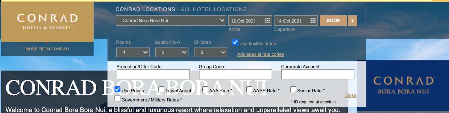 Conrad Bora Bora award search