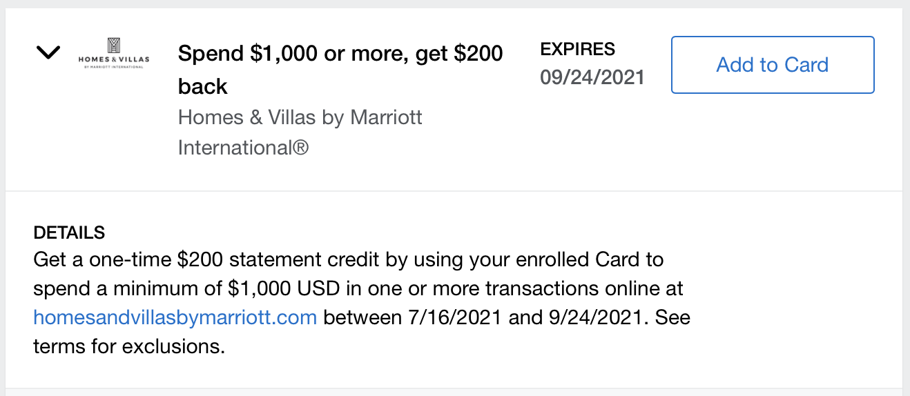 Homes and Villas by Marriott Amex Offer