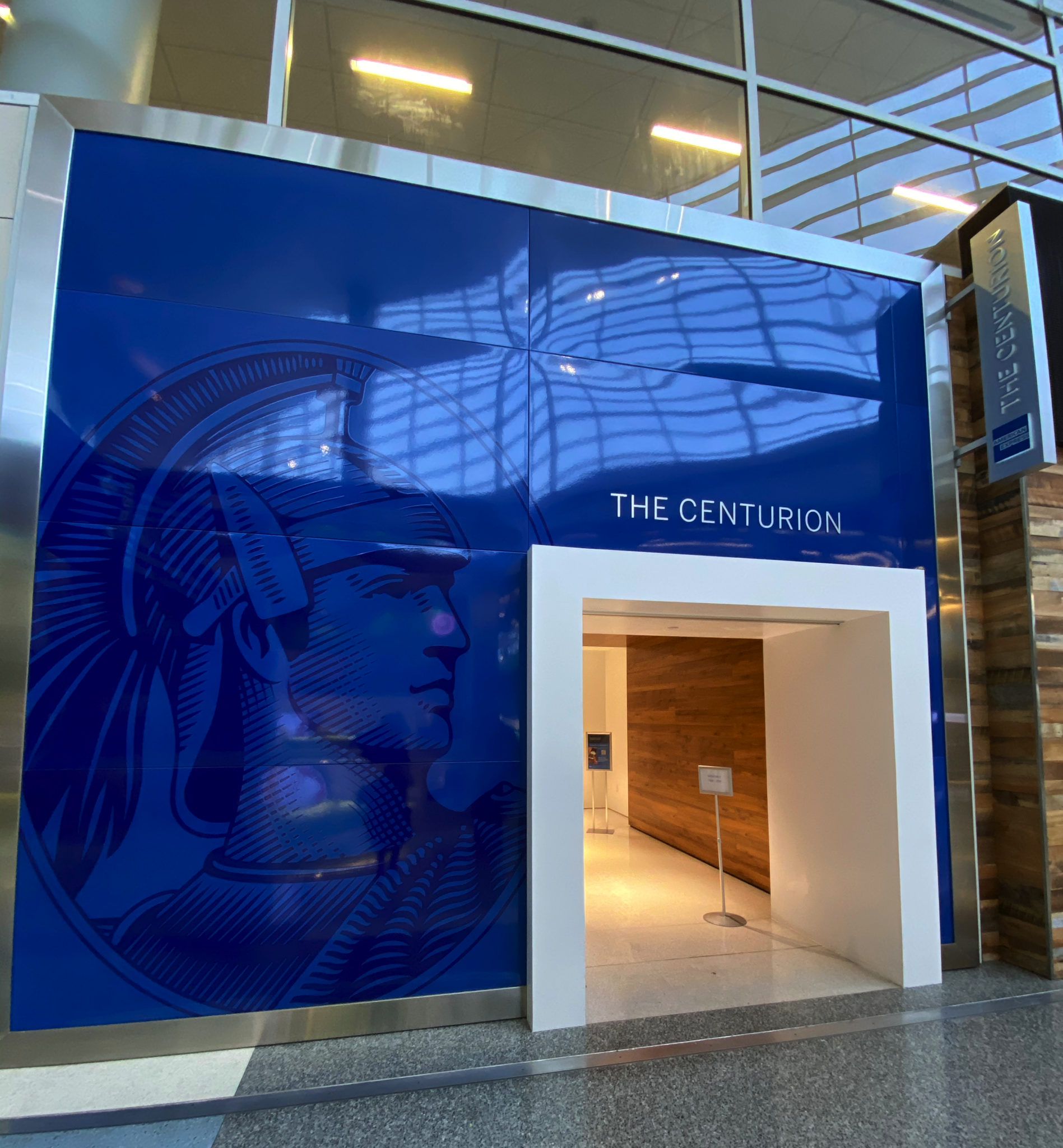 Entrance to the Centurion Lounge at Dallas-Fort Worth International Airport.