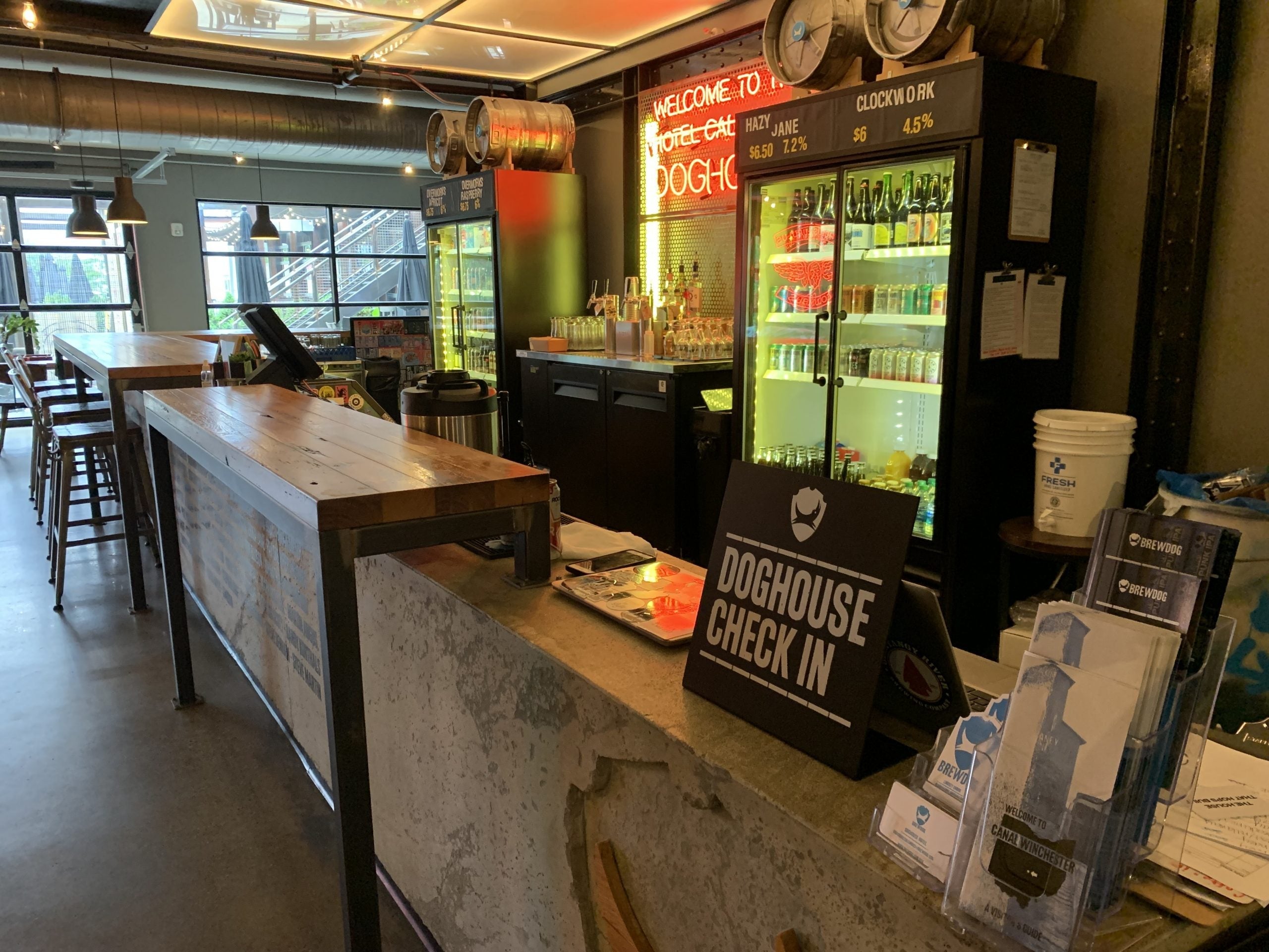 Check-in counter at BrewDog's DogHouse.
