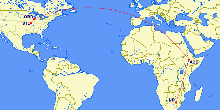 JNB to STL route map