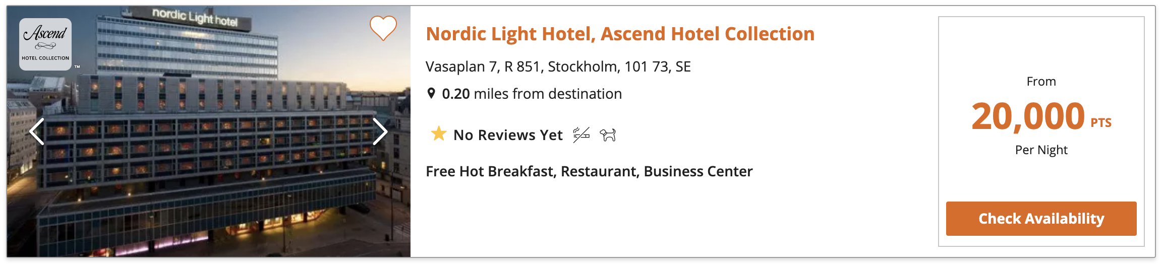 Nordic Light Hotel, Ascend Hotel Collection points pricer