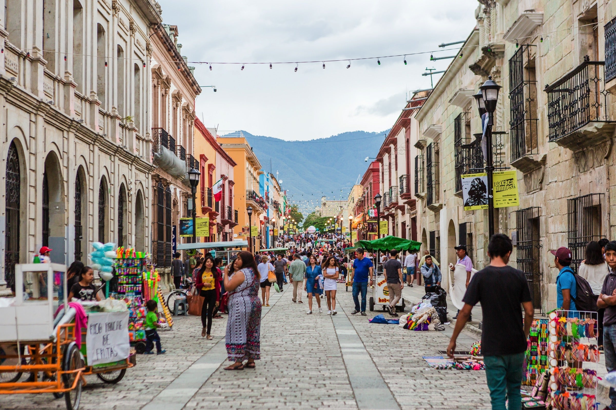 People in the streets of Oaxaca Mexico