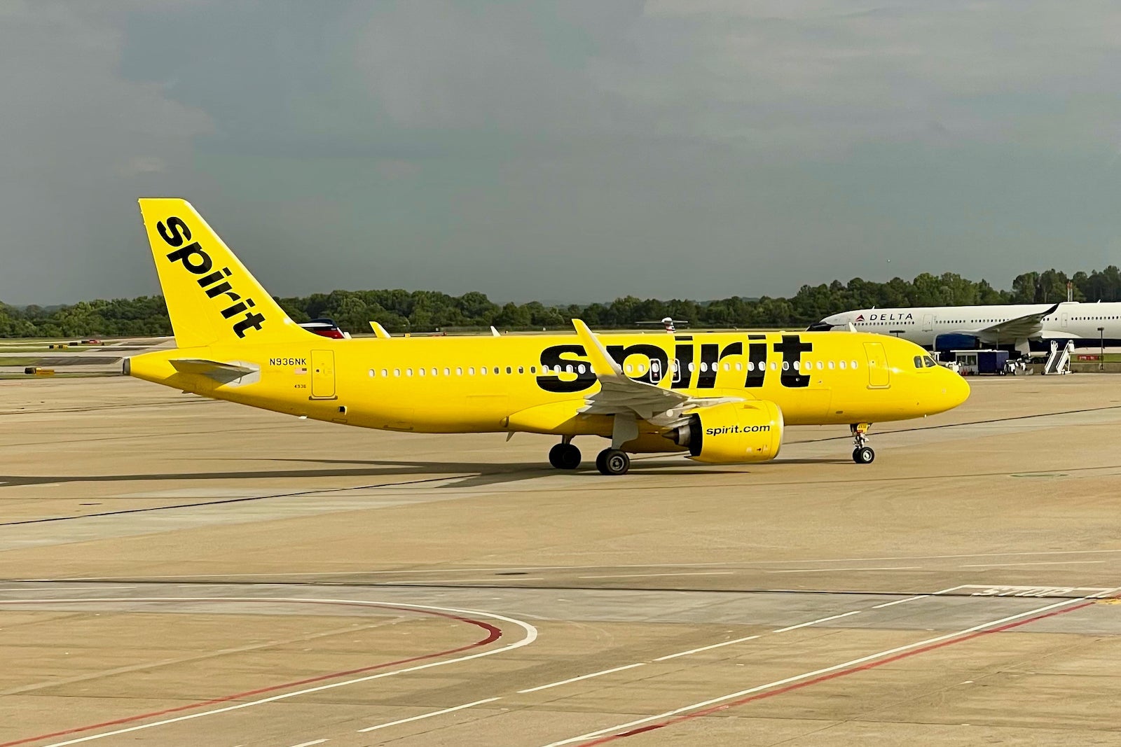 Spirit Airlines jet on the runway
