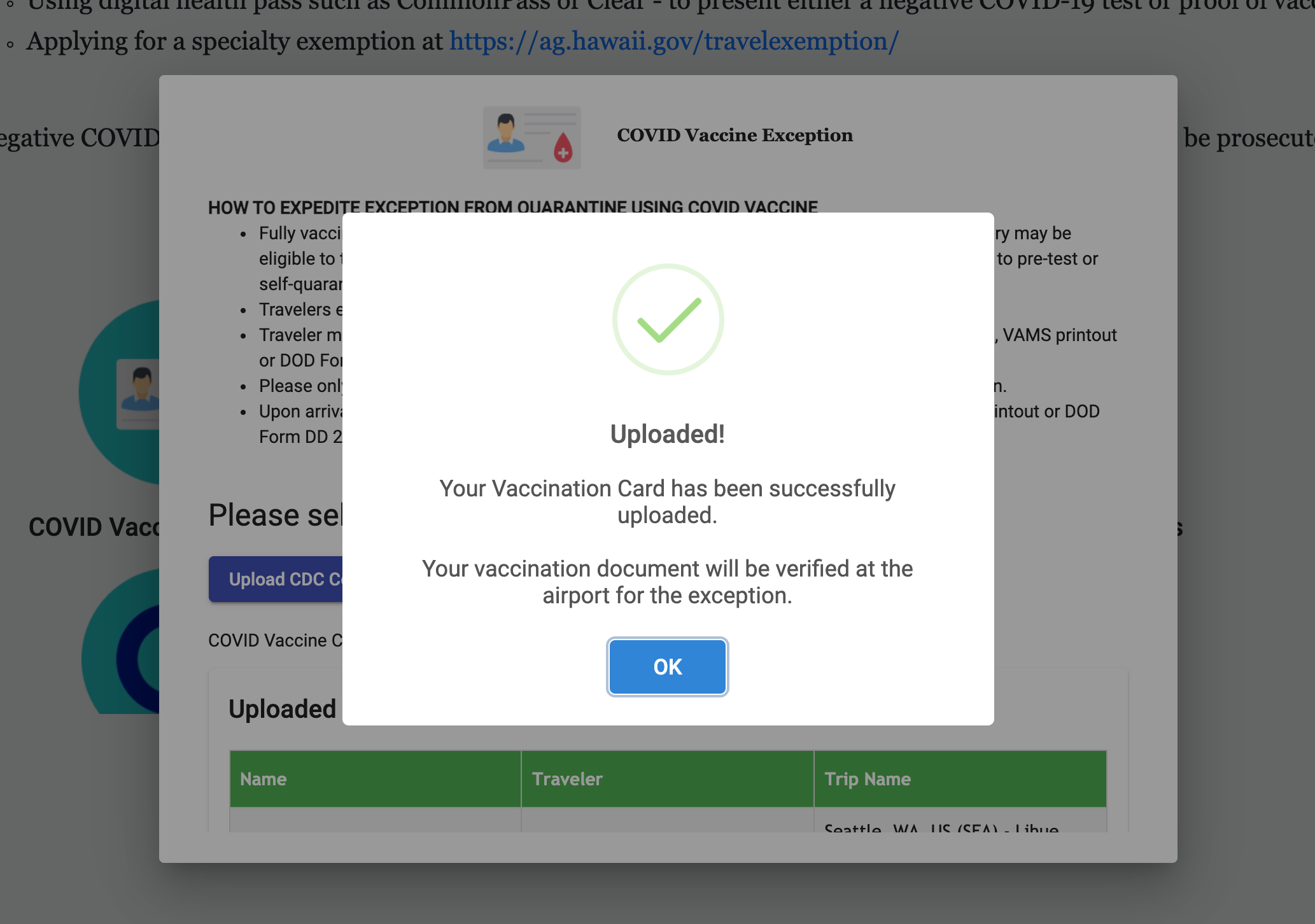 (Screenshot from Safe Travels state of Hawaii.)