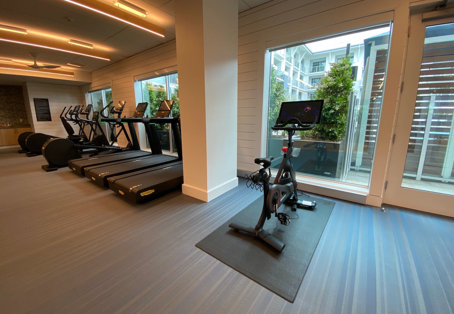 Peloton bike at the Seabird Resort gym