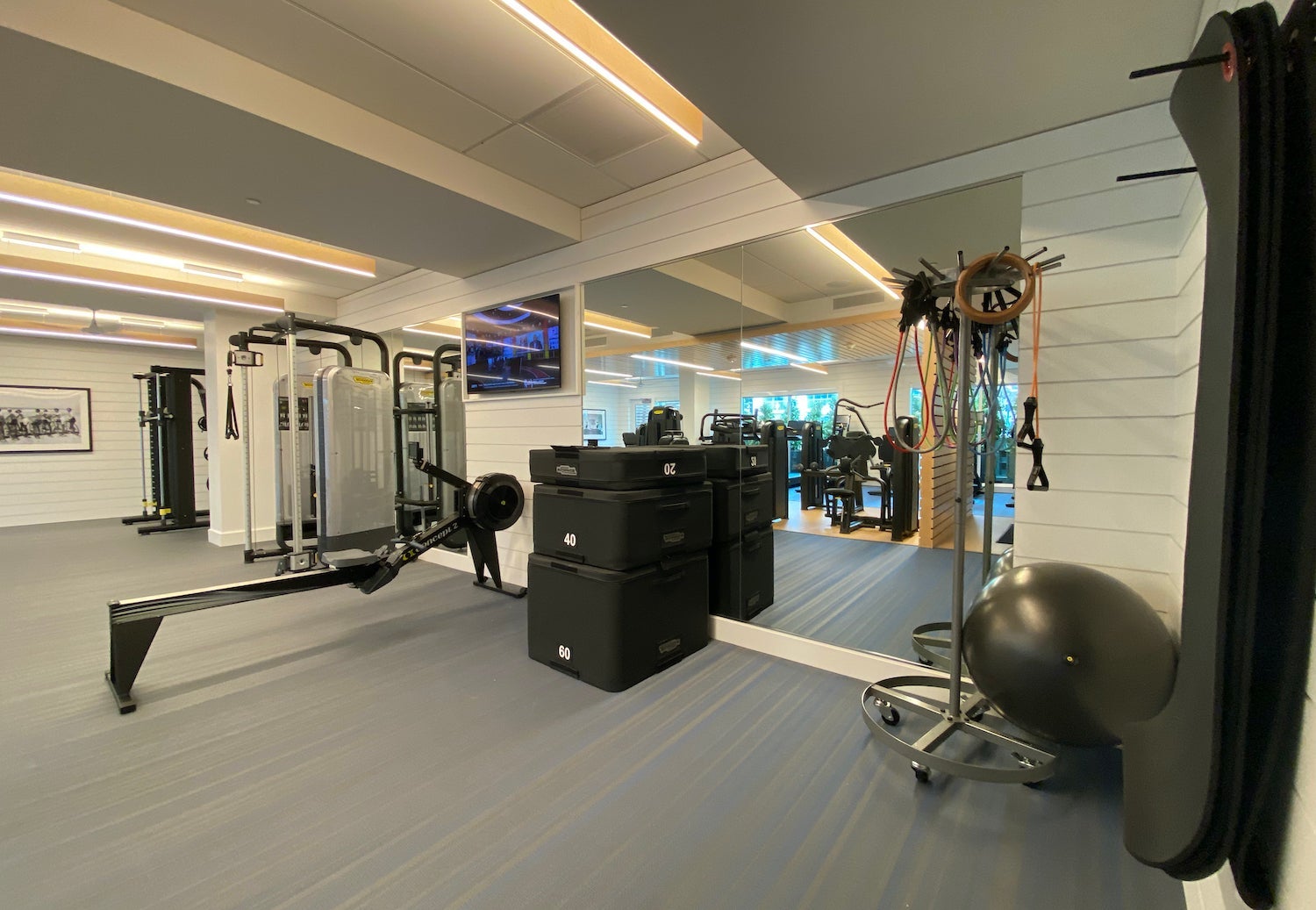Seabird Resort gym equipment and yoga mats