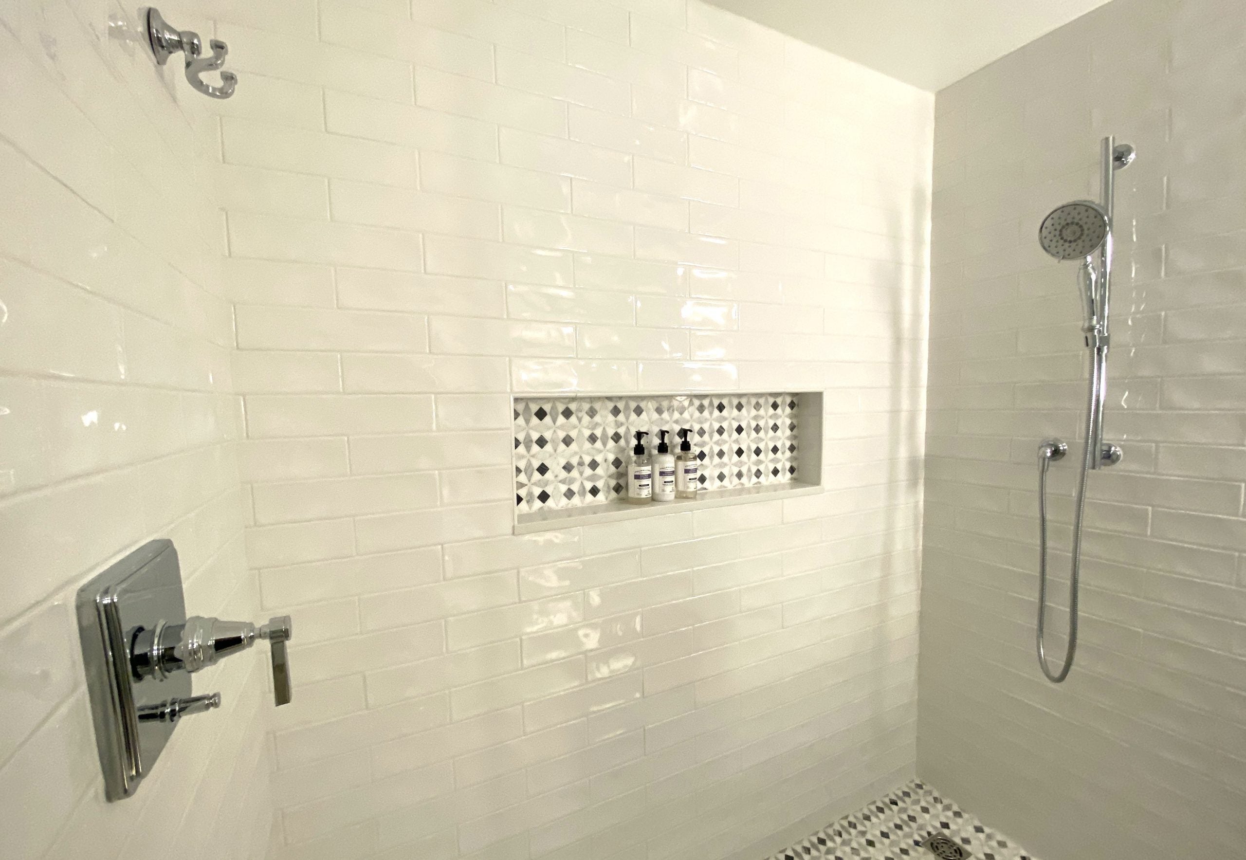 Seabird Resort shower with Pharmacopia products