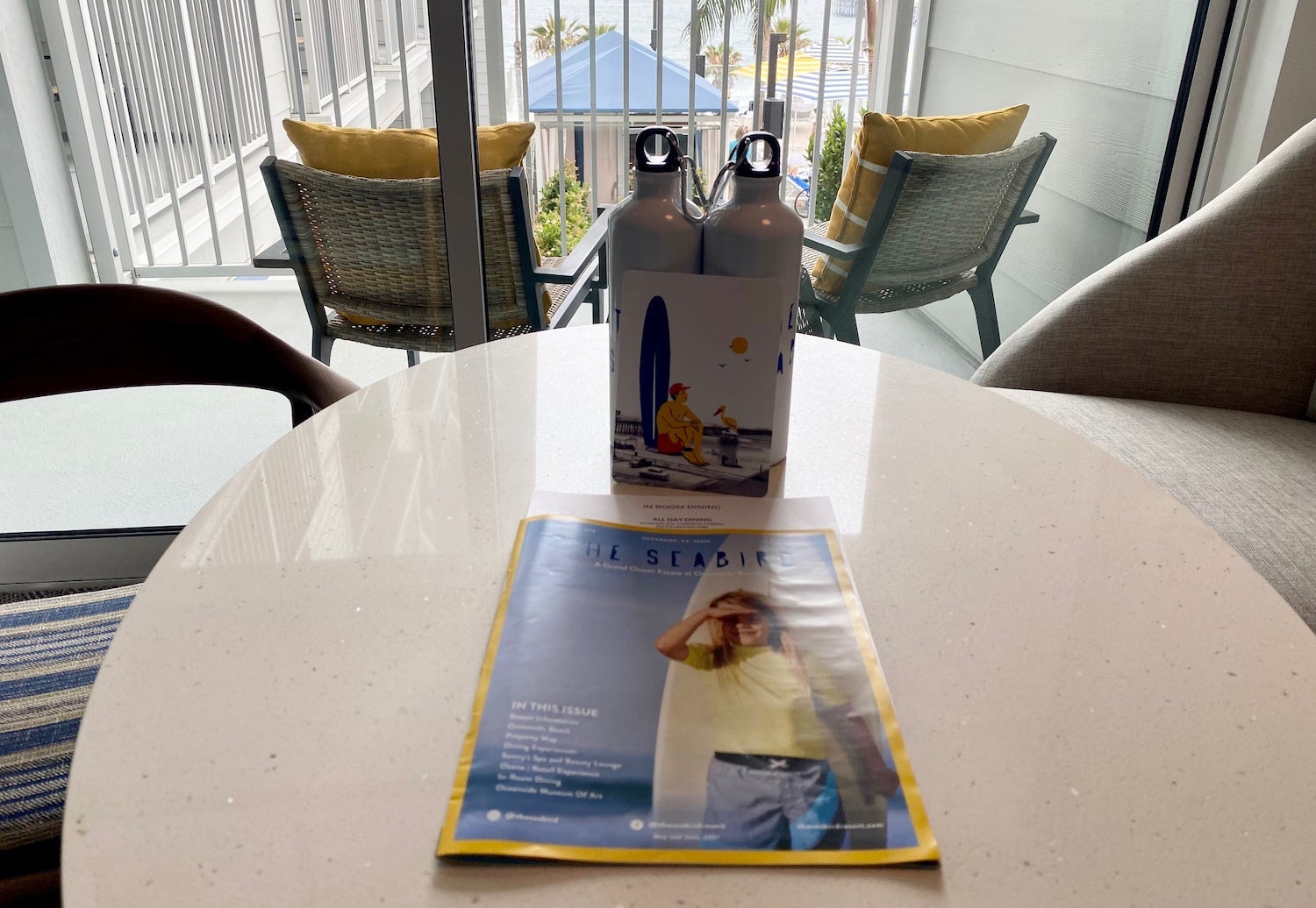 Seabird Resort water bottles in room