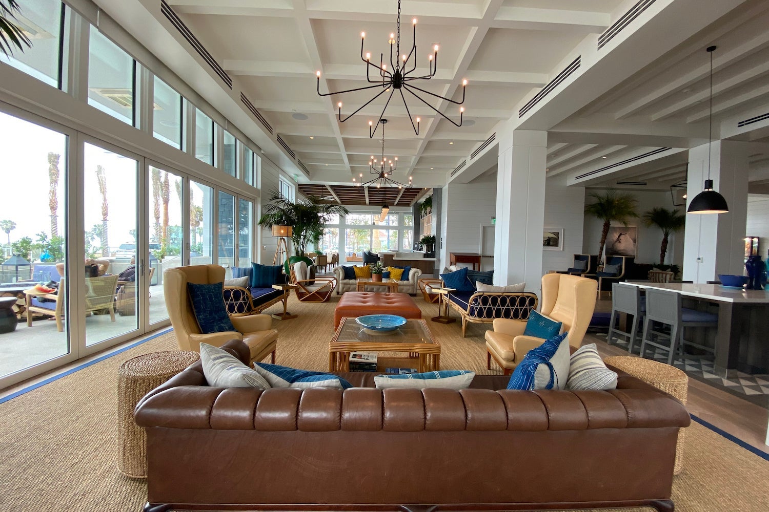 Hotel bar with couch and chairs around table