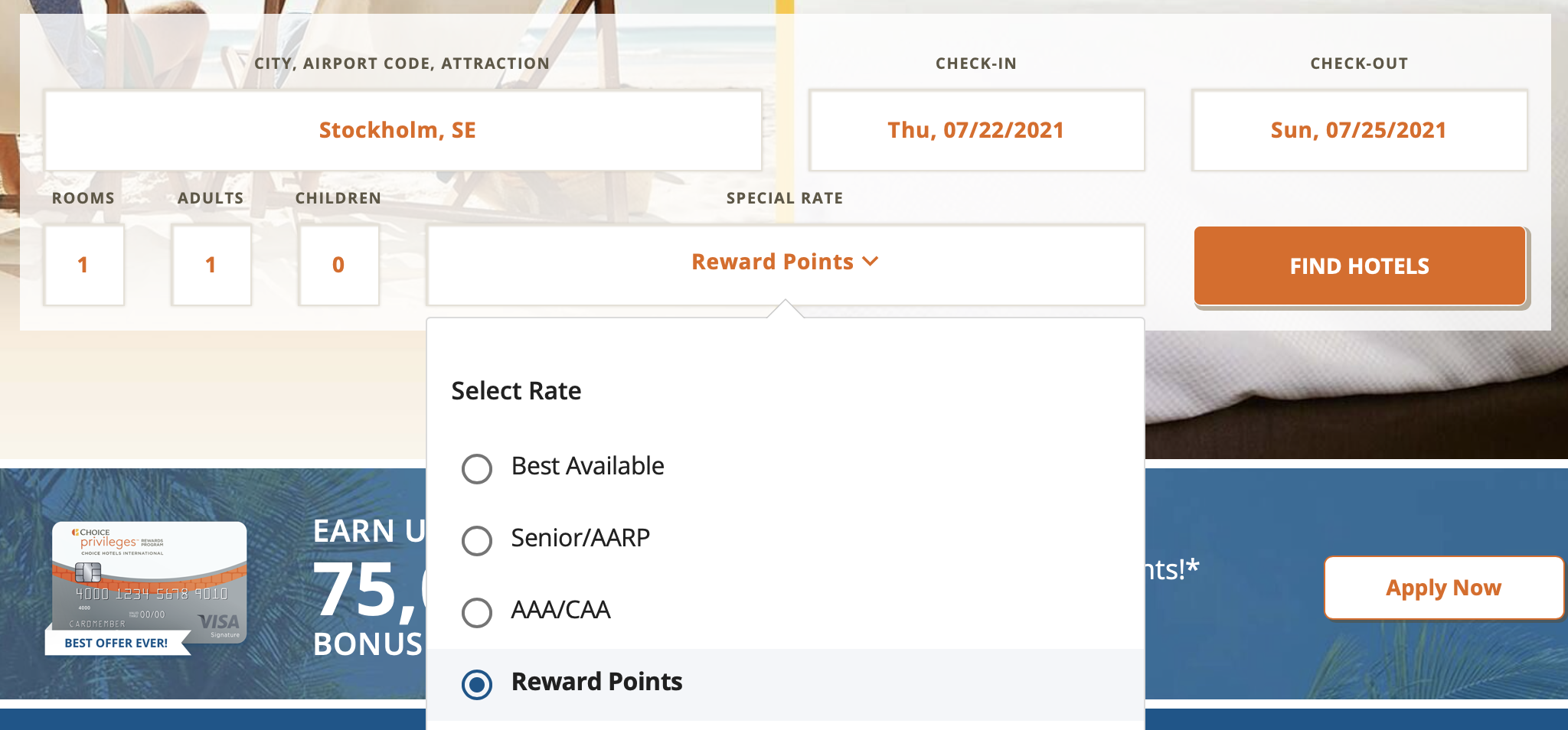 Setting up a search on the Choice website