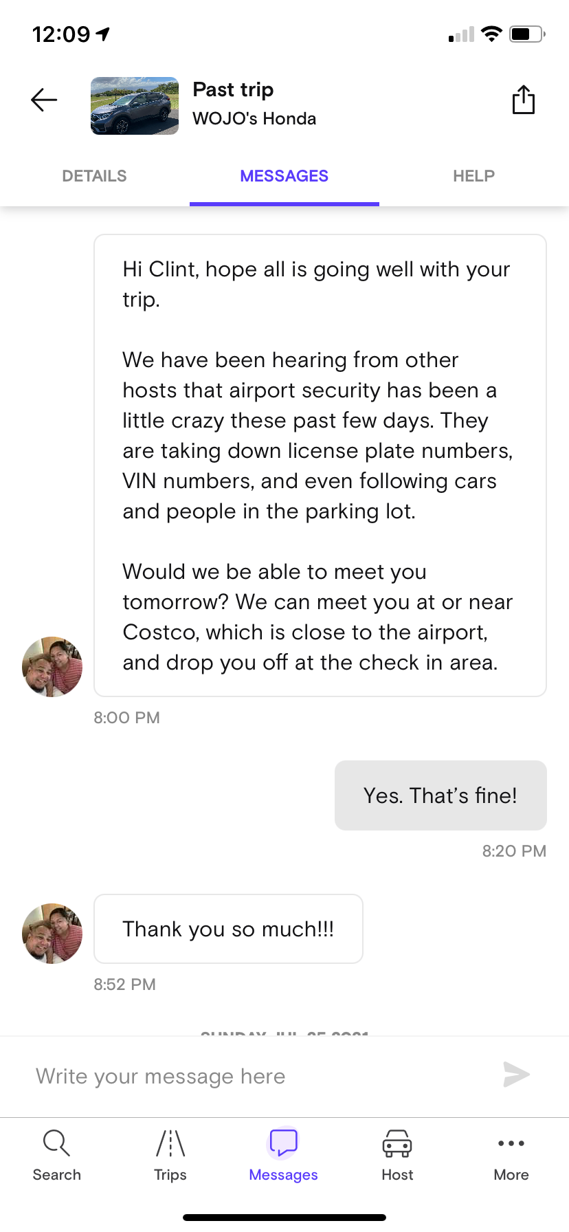 Turo Airport warning. (Screenshot courtesy Turo)