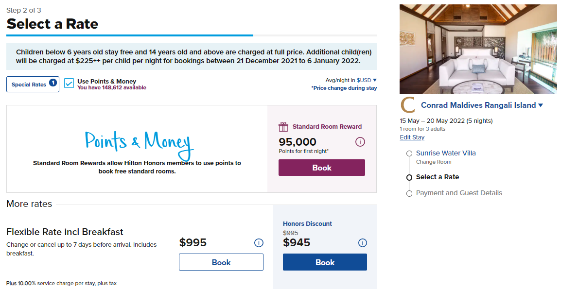 Booking an award stay at the Conrad Maldives
