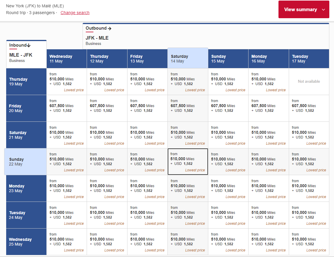 Booking an Emirates business class award flight