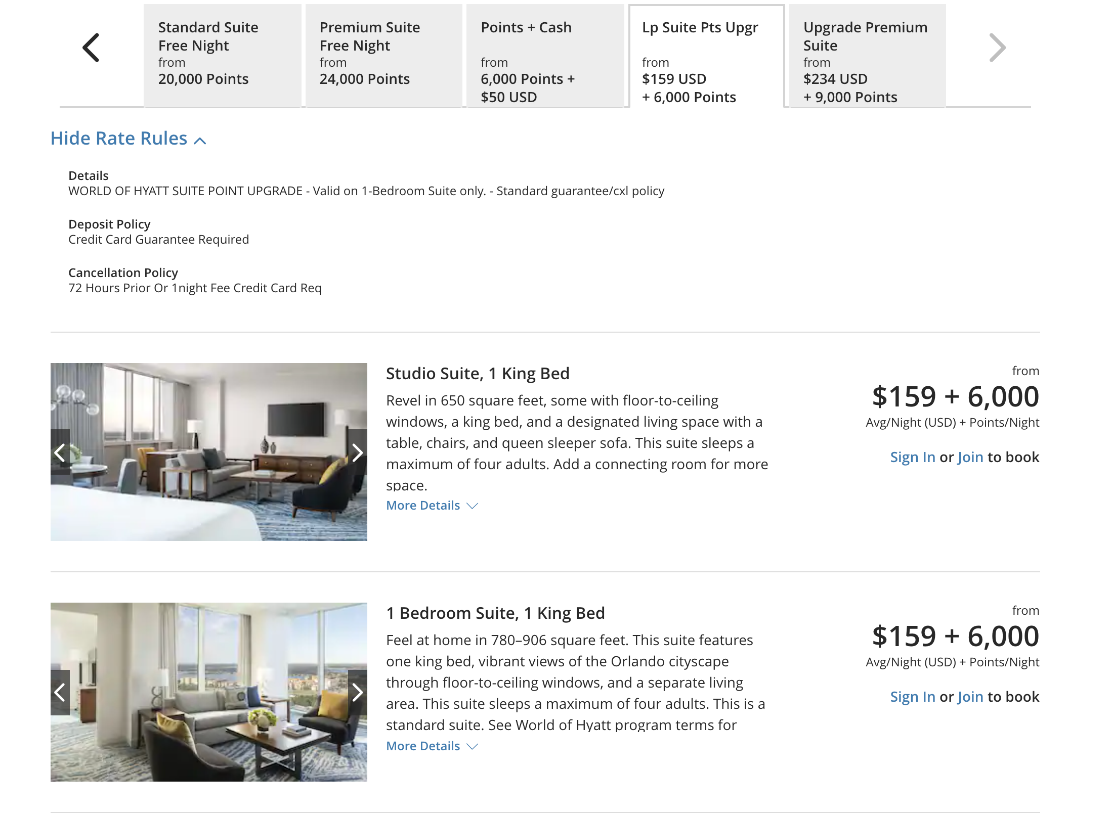 Hyatt suite upgrade online