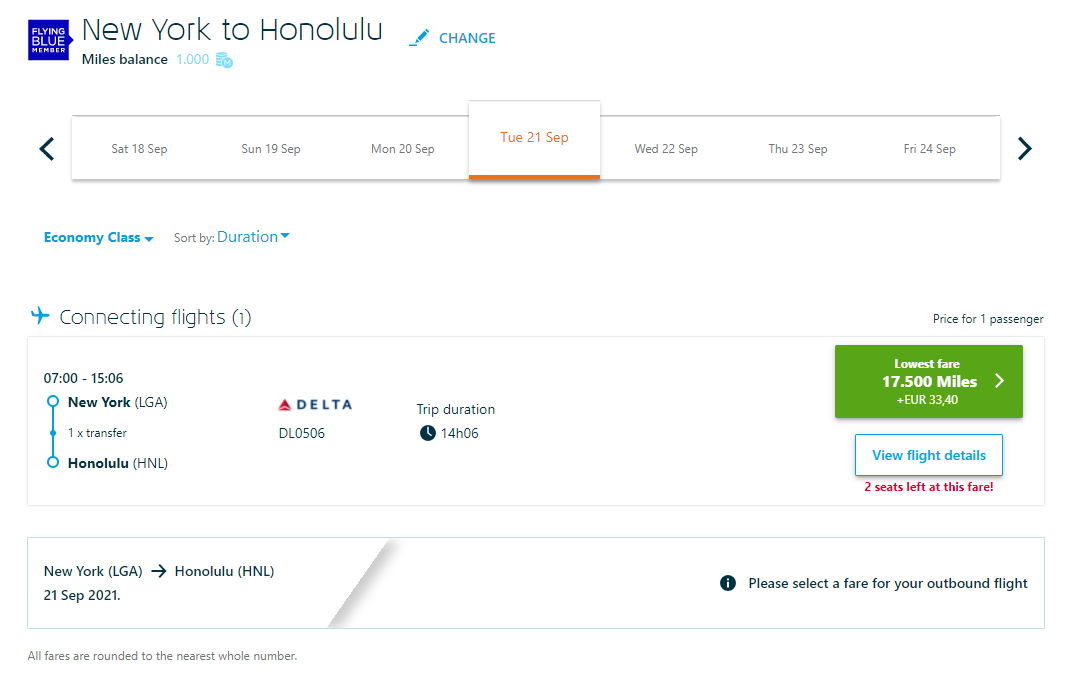 Booking a Flying Blue award through KLM