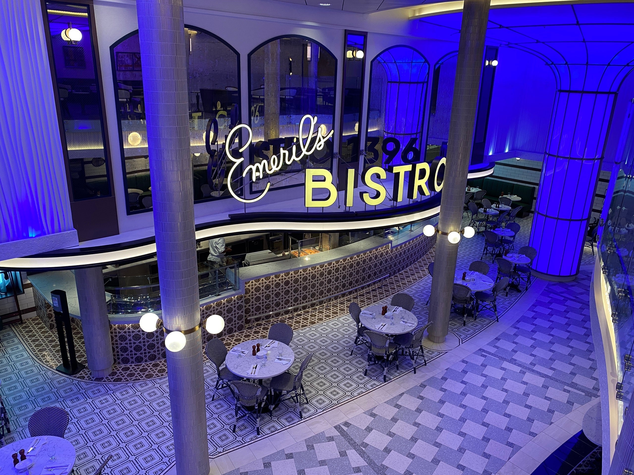Aerial view of Emeril's Bistro restaurant on Carnival Cruise Line's Mardi Gras