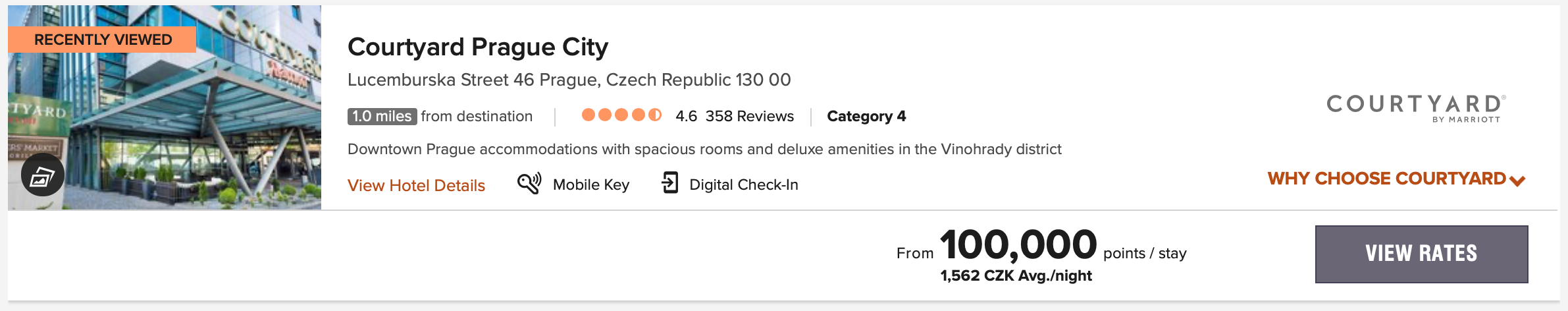 Courtyard Prague points price