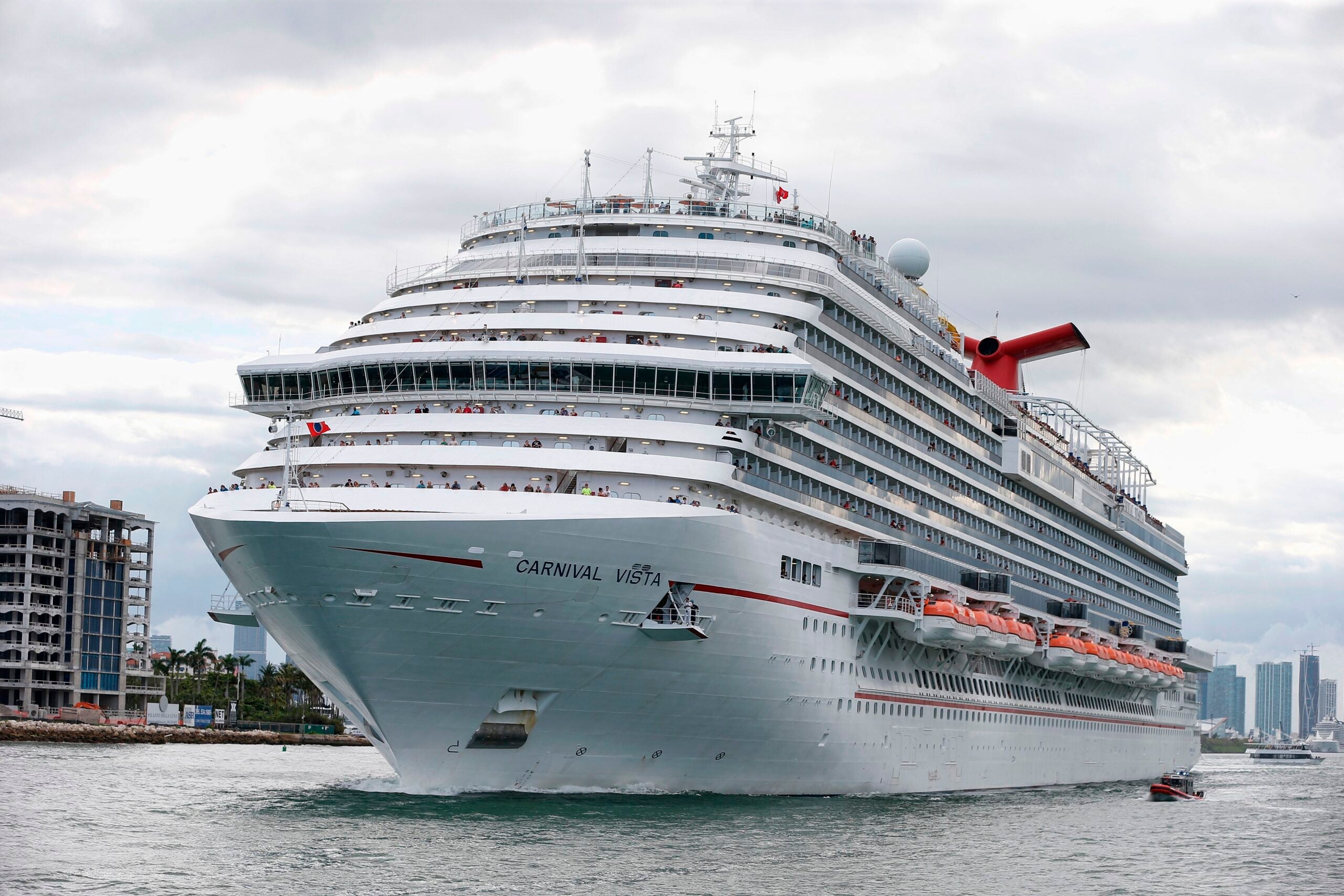 A front view of Carnival Cruise Line's Carnival Vista cruise ship