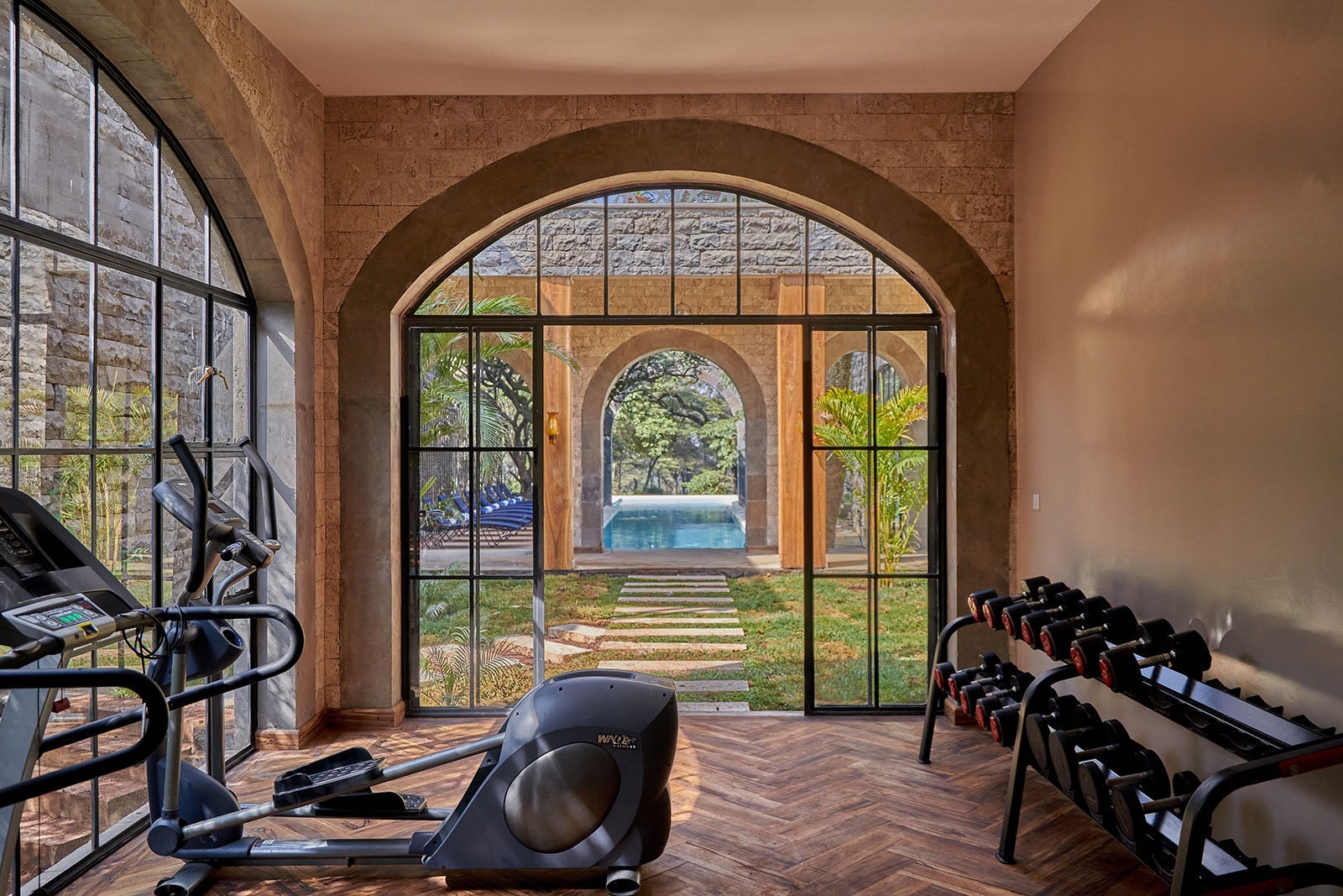 Fitness room at The Retreat at Nairobi, Kenya's Giraffe Manor