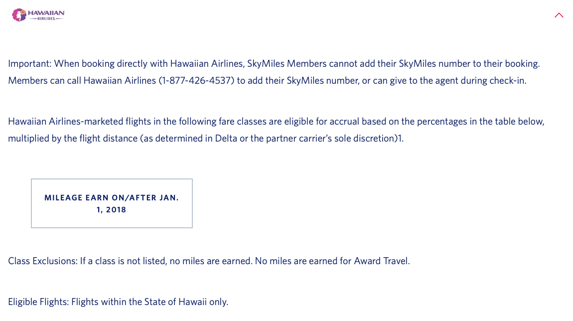 Hawaiian Airlines' partner page on Delta's website