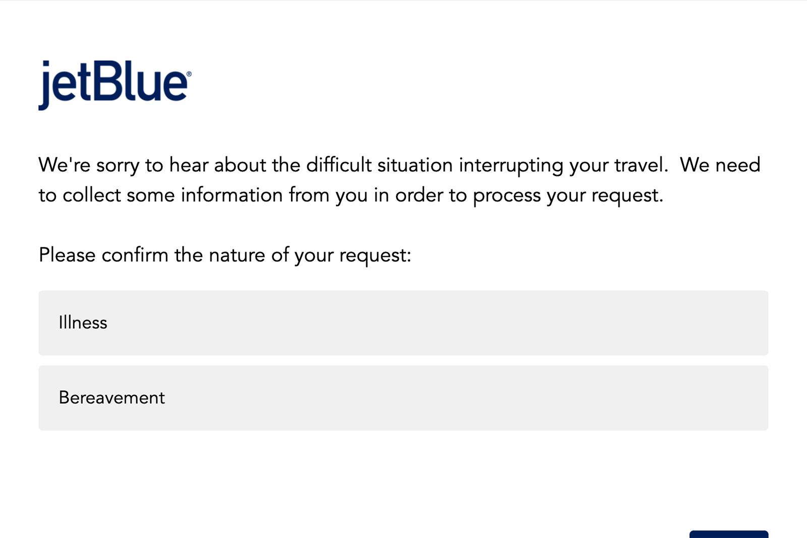 JetBlue website screenshot
