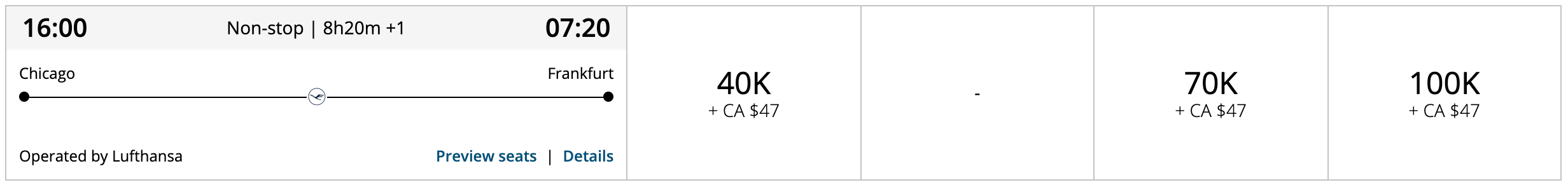 LH First Aeroplan award