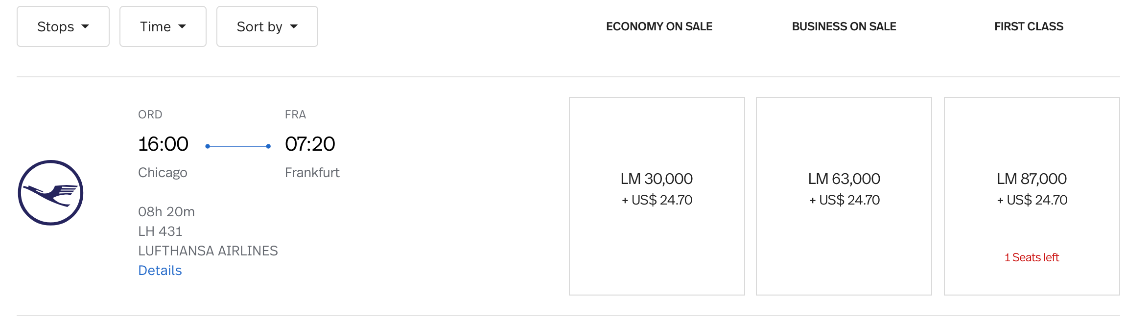 LH First LifeMiles award