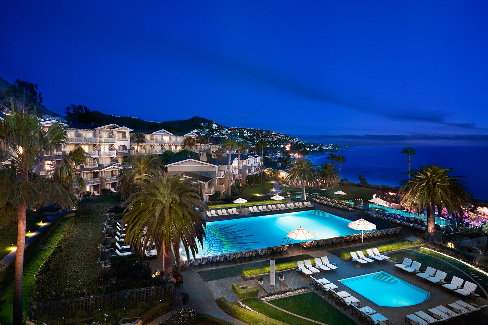 Montage Laguna Beach pool at night